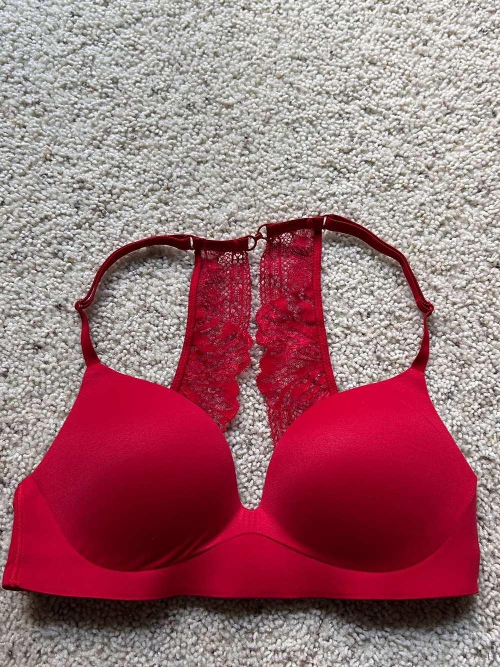Victorias Secret Red Lace Racer Back Bra